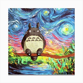 cartoon Painting Starry Night Art Van Gogh Parody Canvas Print