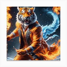 Ice and fire tiger  Canvas Print