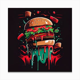 Burger Art, Burger Painting, Burger Painting, Burger Painting Canvas Print
