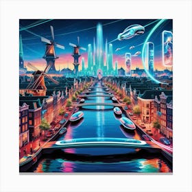 Amsterdam Cyberpunk Art Print Canvas Print