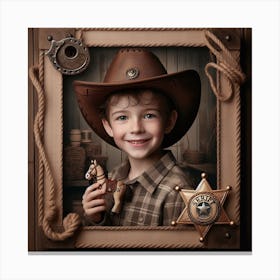 Portrait Of A Boy In A Cowboy Hat Canvas Print