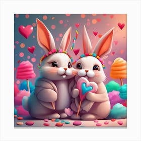 Valentine Bunnies Canvas Print
