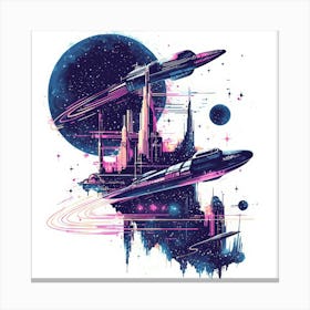 Spaceships.Generated AI. Wall Art Print Canvas Print