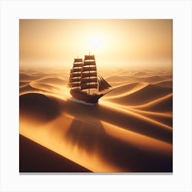 Sailing Ship In The Desert Canvas Print