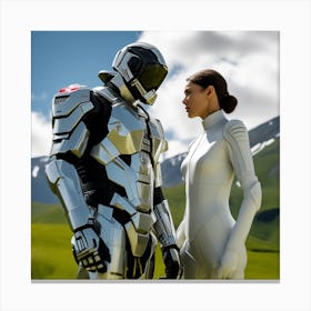 Woman And A Robot 1 Canvas Print