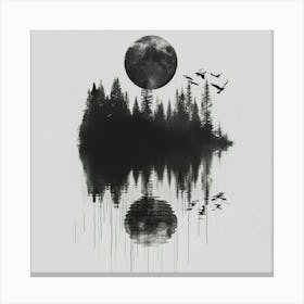 Moon Reflected In Water Canvas Print