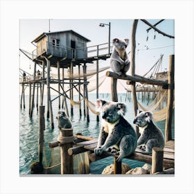 Koalas On The Beach Canvas Print