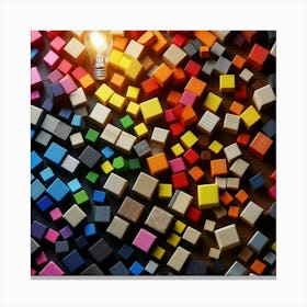 Colorful Cubes On Wooden Background Canvas Print