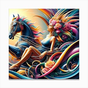 Woman Riding A Horse Canvas Print