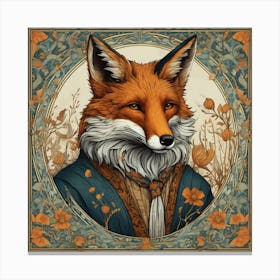 william morris inspired fox portrait 1 Canvas Print