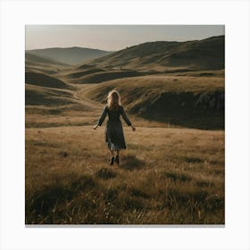 Girl In A Field Canvas Print