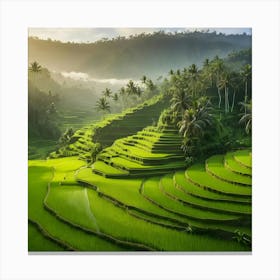 Rice Terraces In Bali, Indonesia, at Early Morning Canvas Print