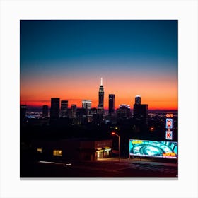 Sunset Over A City Skyline Canvas Print