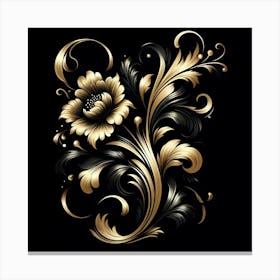 Gold Floral Design Canvas Print