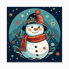 Snowman In Winter Canvas Print