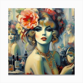 Woman In A Mirror Canvas Print