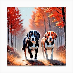 Beagles In The Woods 1 Canvas Print