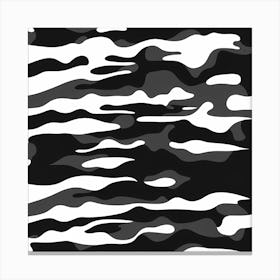 Camouflage Pattern Art, pattern, tile 1, black and white digital art Canvas Print