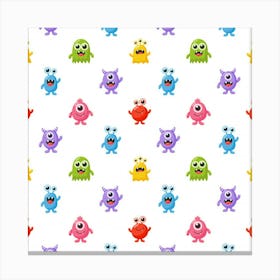 Monsters On A White Background Canvas Print