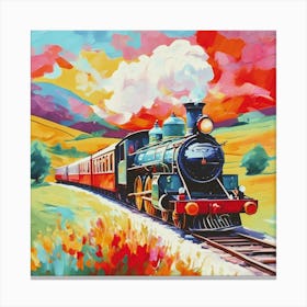 Brightly Coloured Train Canvas Print