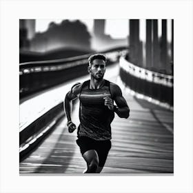 Runner On A Bridge Canvas Print