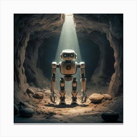 Robot In The Cave Canvas Print