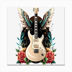 Electric Guitar With Roses 11 Canvas Print