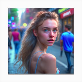 Portrait Of A Girl In The City Canvas Print