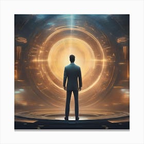 Man Standing In Front Of A Portal Canvas Print