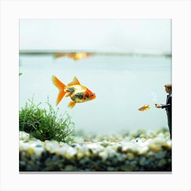 Businessman And Goldfish Canvas Print