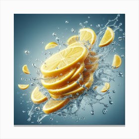 Lemon Slice with Water Splash Canvas Print
