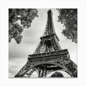 Eiffel Tower In Black And White Canvas Print