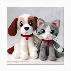 Amigurumi, dog and cat 1 Canvas Print