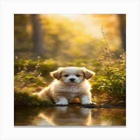 Puppy In The Woods 2 Canvas Print