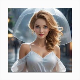 Beautiful Girl In The Rain 3 Canvas Print