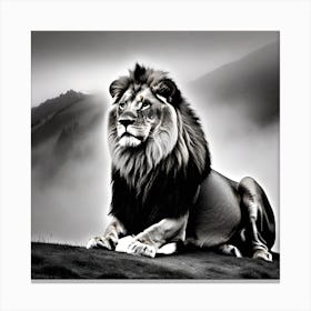 Lion In The Mist Canvas Print