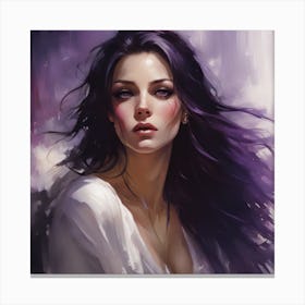 Sexy Girl With Purple Hair Canvas Print