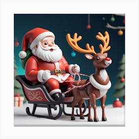 Santa Claus And Reindeer 2 Canvas Print