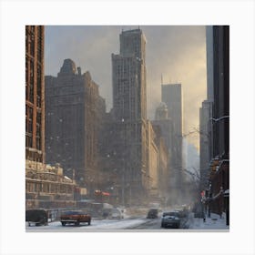 Cityscape In Winter Canvas Print