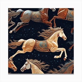 Horses In The Night Sky Canvas Print