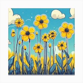 Yellow Flowers In A Field 46 Canvas Print