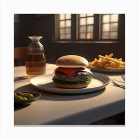 Burger On A Plate 62 Canvas Print