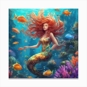 Mermaid In The Sea Canvas Print