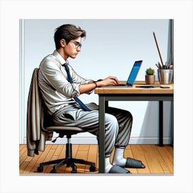 working from home 2 Canvas Print
