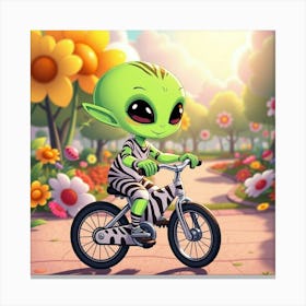 Alien Kid On A Bike Canvas Print