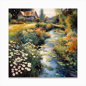 Sylvan Serenity: Brushstroke Ballet by the River Canvas Print