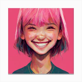 Pink Smiles Square Canvas Print