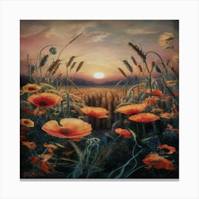 Poppies At Sunset Canvas Print