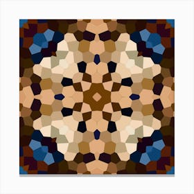 Abstract Mosaic Kaleidoscope Golden Flower Canvas Print