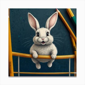 Rabbit On A Balance Beam Canvas Print